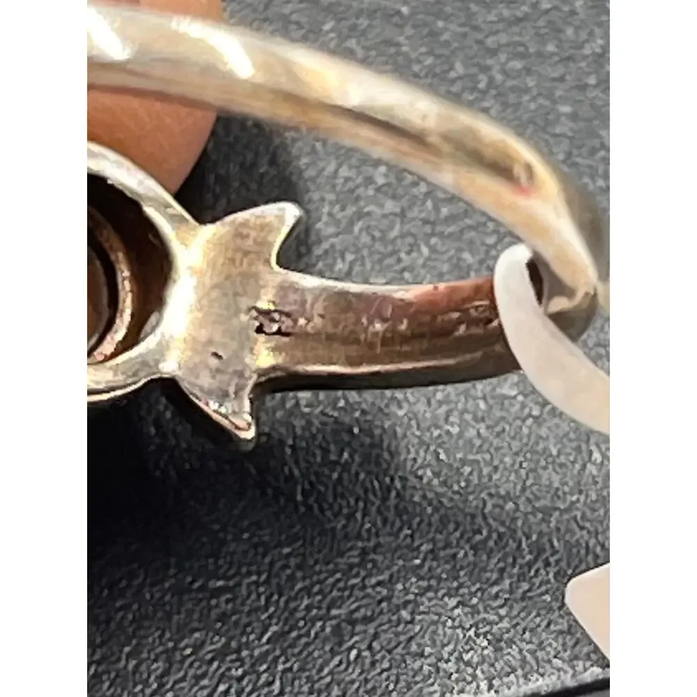 Designer Signed Sterling Silver Round Bezel Set Citrine Ring Sz‎ 7.25 - Picture 12 of 12